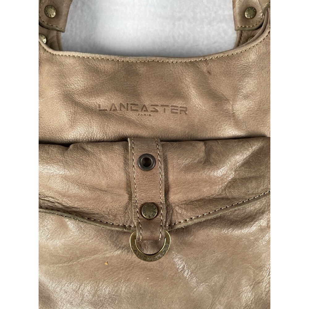 Lancaster Paris Shoulder Leather Bag Womens Tan Vintage Handbag Flaws Classic